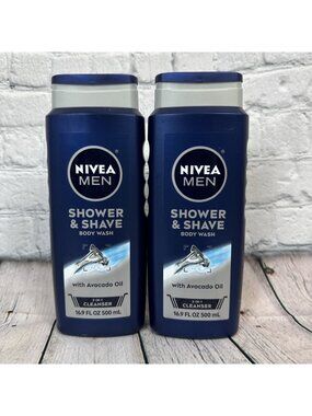 2-Nivea Men Shower & Shave Body Wash 3-in-1 Cleanser w/ Avocado Oil, 16.9oz